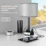 Table Lamp With Alarm Clock, Touch Control Desk Lamp with 2 USB Ports&amp; 2 AC Outlets, Alarm Clock Charging Base w/6Ft Power Cord, 3 Level Brightness Modern Nightstand Lamps for Bedroom Dorm Living Room