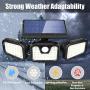 Solar Lights Outdoor, ZEVEZ 3 Heads 74LEDs Solar Motion Sensor Light Outdoor, Solar Security Lights 270° Illumination 6500K IP65 Waterproof for Entryway, Patio Yard, Garage and Pathway 2Pack