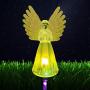 NY Solar Light Outdoor with Fiber Optic Angel Cemetery Decorations for Grave Solar Christmas Lights Outdoor Waterproof Garden Solar Powered Memorial Light for Loved Ones Garden Gifts for Mom 1 Pack