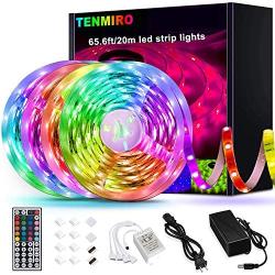 Tenmiro 65.6ft Led Strip Lights, Ultra Long RGB 5050 Color Changing LED Light Strips Kit with 44 Keys Ir Remote Led Lights for Bedroom, Kitchen, Home Decoration