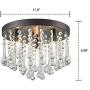 CLAXY Ecopower Vintage Flush Mount Crystal Chandelier Oil Rubbed Bronze Ceiling Fixture 3 Lights