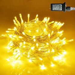 42.6FT 100LED Indoor Outdoor String Lights, Waterproof Fairy Lights with 30V Power Plug in, 8 Lighting Modes for Bedroom, Garden, Wedding Party, Christmas Decoration (Warm White)