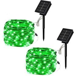 SOLARMKS 2 Pack Solar String Lights ,33ft 100 LED Copper Wire Solar Lights Outdoor Waterproof Garden Decoration for Patio, Gate, Yard, Party, Wedding, Christmas,Xmas Tree (Green)