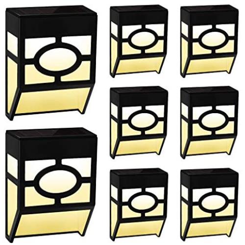 Otdair Solar Lights Outdoor, 2Modes Decorative Solar LED Fence Lights Waterproof, Solar Deck Lights Wireless for Deck, Fence, Patio, Yard, Pathway, Front Door, Warm White/Multicolour Changing, 8 Pack