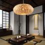 Bamboo Rattan Chandelier Woven Rattan Nest Lampshade Chinese Style Pendant Lamp Ceiling Lamp Suitable for Restaurants, Dining Rooms, Cafes, Living Rooms 50CM