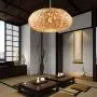 Bamboo Rattan Chandelier Woven Rattan Nest Lampshade Chinese Style Pendant Lamp Ceiling Lamp Suitable for Restaurants, Dining Rooms, Cafes, Living Rooms 50CM