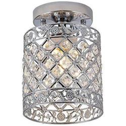 Create for Life Mini Style Modern Decor Crystal Flush Mount Ceiling Light Fixture Crystal Chandeliers Light Ceiling Lamp for Hallway, Bar, Kitchen, Dining Room, Kids Room (6 inch)