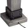 Jacob Modern Farmhouse Table Lamps Set of 2 LED Gray Wood Dark Metal Tapering Rectangular Shade for Living Room Bedroom Bedside Nightstand Office Family - John Timberland
