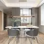 LED Pendant Light 20W Dimmable Chandelier Fixture Modern Wooden Hanging Lamp Minimalist Strip Solid Wood Dining Table Light Living Room Restaurant Bedroom Ceiling Lighting Ø47″ (With Remote Control)