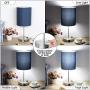 Touch Control Table Lamp, 3 Way Dimmable Bedside Desk Lamp with 2 USB Ports & AC Outlet, Blue Fabric Shade Modern Nightstand Lamp for Bedroom Living Room, 60W 5000K Daylight LED Bulb Included (Silver)