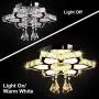 Qihang Modern Crystal LED Chandelier Flower Shaped Pendant Light Flush Mount Ceiling Lamp Fixture for Dining Room Bedroom Living Room Study Room(Warm White/Non-dimmable)