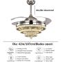 Sweety House 42''Luxury Crystal Ceiling Fan Chandelier with Remote Control LED Lights and Three-Speed Stealth Fan Blade Silent Motor Lighting Chandelier (42 inches-Style 1) (42''Modern Crystal)