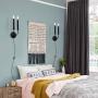 VILUXY Industrial Wall sconces Retro Bedside Wall Sconce Plug-in Cord with Switch Lighting Fixture Black Wall Lamp for Bedroom, Hallway, Entryway, Passway, Dining Room 2 Pack