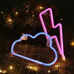 GMY Lightning Bolt Neon Sign Pink and Blue Cloud LED Neon Light Signs for Wall Decor, by USB Charging/Battery, Decorative Neon Light for Bedroom, Party, Wedding, Christmas Gift, Christmas Decor, 2Pack