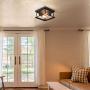 Ganeed Retro Rectangle Flush Mount Ceiling Light,Industrial Farmhouse Close to Ceiling Light Black Ceiling Lamp with 2-Light for Kitchen Island Dining Room Bedroom Foyer Hallway