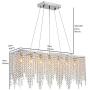 Crystal Chandelier Linear Hanging Light Fixture for Dining Room Kitchen Island