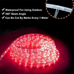 PCAFRS 50FT Waterproof LED Rope Lights, 15M 110V 540LEDs Led Strip Lights for Party Christmas Home Kitchen Bedroom Room Indoor Outdoor Decoration (Red, 50)