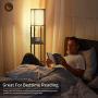 Floor Lamp with Shelves-Modern Tall LED Lamps with Charging Station-2 USB Ports& 1 Power Outlet - Lamps for Living Room, Bedrooms& Office-Black