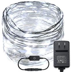 RUICHEN Dimmable Fairy Lights Plug in, 33 Ft 100 LED Starry String Lights with Touch Dimmer, Waterproof Silver Wire Twinkle Lights for Bedroom Patio Wedding Party Christmas (Cool White)