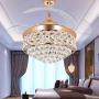 Kankanray 42 Crystal Fandelier Luxury Ceiling Fan Light with Remote Retractable LED Chandelier 3 Color Change 3 Speeds Acrylic Blades Silent Decorative Lighting Lamp for Living Room Bedroom