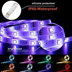 AZIMOM 16.4ft LED Strip Lights RGB Tape Light Music Sync Bluetooth DC12V 5050SMD Color Changing Waterproof Timing APP Remote Control Rope Light Strip for Bedroom Home kitchen Lighting Decoration