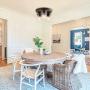 Semi Flush Mount Ceiling Light, Farmhouse Wood Light Fixtures with 3 Clear Glass Shade for Dining Room, Bedroom, Hallway