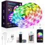 Deerdance Smart LED Strip Lights, 32.8feet Works with Alexa Google Assistant APP Control Music Sync 16 Million Colors 5050 RGB WiFi Light Strip for Bedroom TV Ceiling Kitchen Cabinet Party