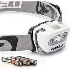 Foxelli Headlamp Flashlight - Super Bright, Lightweight Head Lamp, Comfortable Headband, Perfect for Runners, 3 x AAA Batteries Included