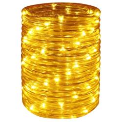 Wstan LED Rope Lights ,Amber Strip Light,12V Indoor Outdoors Plug in,16ft Connectable and Flexible Yellow Tube Lighting for Bedroom,Deck,Patio,Camping,Landscape and Wedding Lighting