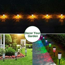 Solar Powered Pathway Lights,2 Modes [Amber Light & RBG 7 Color Changing] Waterproof Solar Landscape Light Outdoor Garden Decorative Led Lighting for Path Yard Patio Driveway Walkway Lawn Decor 6 Pack