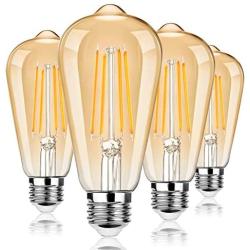 Dimmable LED Edison Light Bulbs 100W Equivalent, Vintage Light Bulb 2700K Warm White(Amber Glass), ST64/ST21 LED Filament Bulbs 8W 1200LM, E26 LED Edison Bulbs for Home, Reading Room, Bathroom, 4-Pack