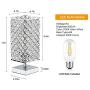 Square Modern Decorative Chrome Crystal Bedside Table Lamp, Crystal Silver Square Bedside Nightstand Desk Light for Living Room Bedroom Decorative Dining Room