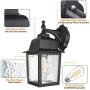 Dusk to Dawn Sensor Outdoor Wall Lantern Waterproof Exterior Wall Mount Lights, E26 LED Bulb Included, Anti-Rust Aluminum Matte Black Wall Sconce with Water Glass Shade for Garage, Patio, Hallway