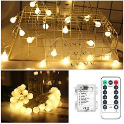 Battery Operated String Lights, Correare 2 Pack 50 LED 19.6Ft Globe Outdoor String Lights with 8 Lighting Modes and Remote for Bedroom, Patio, Party, Wedding, Christmas Holiday Decoration Lights