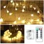 Battery Operated String Lights, Correare 2 Pack 50 LED 19.6Ft Globe Outdoor String Lights with 8 Lighting Modes and Remote for Bedroom, Patio, Party, Wedding, Christmas Holiday Decoration Lights