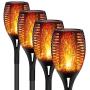 FAISHILAN Solar Flame Flickering Torch, Waterproof Dancing Flame Solar Lights Outdoor, 96 LEDs Solar Tiki Torches, Dusk to Dawn Solar Torch Light, 4 Pack