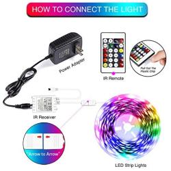 Dreamcolor Led Lights 16.4ft RGBIC Rainbow Multicolor dalattin Led Strip Lights with 24 Keys Remote Controller Led Strip Lights,1 Roll of 16.4ft