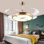 TFCFL 42'' Ceiling Fan Light, Modern Invisible Fan Chandelier with Remote Acrylic Retractable Dimmable LED lights for Home Decoration Living Room Bedroom Dining Room (Gold)