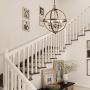 KSANA Farmhouse Chandeliers for Dining Rooms, 4 Lights Metal Dining Room Lighting Fixtures Ceiling Hanging, Orb Foyer Chandelier Lighting for Bedroom and Living Room, Faux Wood & Silver Brushed Finish