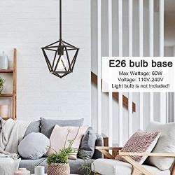 VINLUZ 1-Light Lantern Pendant Oil Rubbed Bronze Kitchen Island Light Fixtures Ceiling Hanging Lamp Metal Cage Chandeliers Adjustable Height Farmhouse Lighting Entryway Dining Rooms Bedrooms