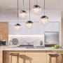 Kitchen Pendant Light with Sphere 5-Light, A1A9 Modern Industrial Glass Ball Globe Ceiling Lights Fitting, E26 LED Chandelier Lamp Fixture for Kitchen Island, Bar, Dining Room, Counter, Cafe (Chrome)