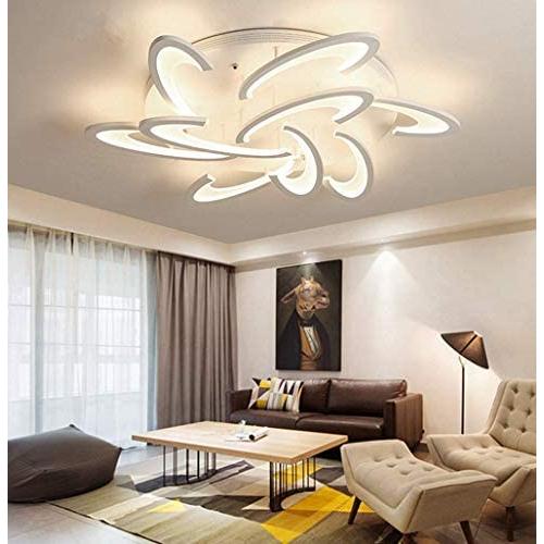 LAKIQ Multi Light Modern LED Ceiling Chandelier Windmill Shape Acrylic Semi Flush Mount Lighting Fixture Indoor Ceiling Lights for Living Room Bedroom (White Light, 9 Lights)