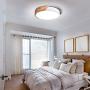 HUOKU Led Flush Mount Ceiling Light Fixture,18W Dimmable Round Wood Lighting Fixture for Kitchen, Bedroom, Living Room,Hallway and Stairwells,6500K Cool White(White)