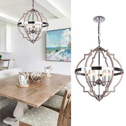 EDISLIVE 6-Light Rustic Orb Chandelier Ceiling Light Geometric Lighting Dining Room Farmhouse Foyer Light Fixtures