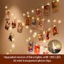 HXWEIYE 120LEDs Photo Clips String Light, Warm White, 40Ft Fairy Light with 52 Clear Clips & 10 Hooks on Wall, Timer & 8 Modes USB Powered Copper Wire String Light for Hanging Picture, Bedroom Party