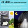 Solar Wall Light 30 LED Motion Sensor Lights Waterproof Outdoor Mounted Solar Night Light Auto On/Off Wall Lamp for Garden Patio Yard Deck Garage Driveway Porch Fence - 4pcs