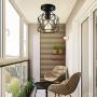 Ceiling Light Fixture,Retro Vintage Flush Mount Light Fixture E26 E27 Base Metal Caged Industrial Mini Pendant Light for Hallway Porch Bathroom Stairway Farmhouse Kitchen 2 Pack