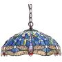 Capulina Tiffany Dining Table Lights, 15.9 Inch Wide Hanging Tiffany Style Lamp, 2-Light Stained Glass Lighting Fixtures, Beautiful Dragonfly Style Stained Glass Dining Room Lights for Kitchen Room