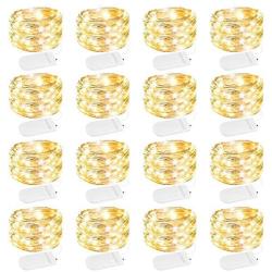 Led Fairy Lights Battery Operated String Lights Waterproof Silver Wire, 7Ft 20 LED Firefly Starry Moon Lights for DIY Wedding Party Bedroom Patio Christmas (16 Pack, Warm White)