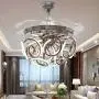 TiptonLight Modern Folding Ceiling Fans with Lights, 42 Inch LED Ceiling Fan with Light and Remote Control Crystal Chandelier Chrome Light Dining Room Decorative
